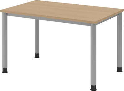 Produktbild von bümö Schreibtisch Serie-H - Gestell: Silber, Größe:  120 x 80 cm, Nachbildung: Eiche