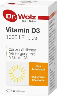 Produktbild von Vitamin D3 1.000 I.E. plus Dr.Wolz Kapseln 60 St