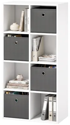 Produktbild von HOMCOM Bücherregal Bücherschrank mit Stoff-Schubladen, offenen Regalen, Grau