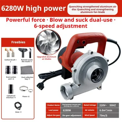 Produktbild von Industrieller Gebläse- und Staubabsauger - Werkstattsauger - 6280 W Motor - 3 m Schlauch - Für Schleifen und Holzbearbeitung