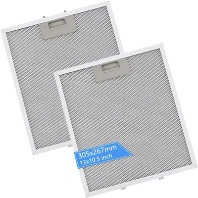 Obrázek produktu pro Příslušenství pro digestoře – balení 2 kusů. Náhradní filtry do digestoře, rozměry 305 x 267 x 9 mm, 5vrstvé filtry, univerzální filtry do kuchyňských digestoří