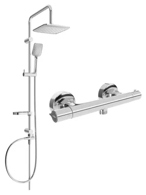 Image de Ensemble de douche apparent Mexen Sven avec pomme de douche et mitigeur thermostatique Slim, chrome - 77105262-00