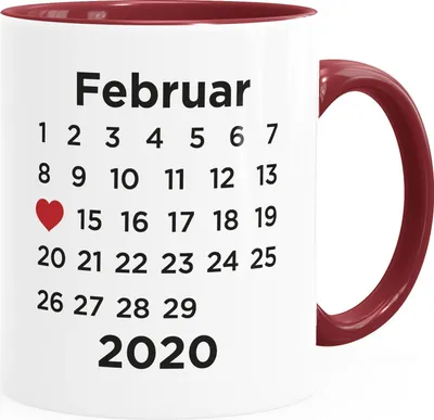 Produktbild von personalisierte Kaffee-Tasse Kalender anpassbares Datum Geschenk Liebe Jahrestag Hochzeitstag Hochzeitsgeschenk SpecialMe® inner-bordeaux Keramik-Tasse
