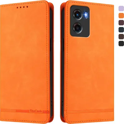 Produktbild von Hülle für Motorola Moto G05, Retro Kunstleder Ständer Klapphülle mit Kartenfächer und Magnetische Orange