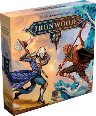 The image shows the box of the board game Ironwood.