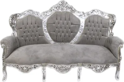 Produktbild von Casa Padrino Barock 3-er Sofa "King" Grau / Silber - Barock Möbel - Antik Look
