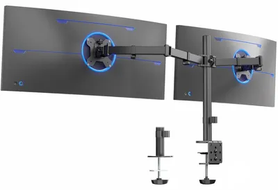 Immagine prodotto di Supporto doppio per monitor da scrivania - 2 monitor - Fino a 38 pollici - Fino a 10 kg per schermo - VESA 75/100 - Nero