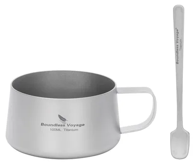 Imagen del producto de Solidchoice - Taza de café de titanio de doble pared con cuchara