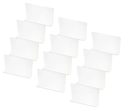 12 Acryl-Plankversteller, 7,9x1,57x4,7 cm, L-förmig, transparent