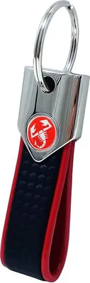 Immagine prodotto di Portachiavi ufficiale Abarth, rosso e carbonio con scorpione rosso