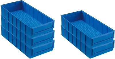 Produktbild von SparSet 5x Blaue Industriebox 400 B | HxBxT 8,1x18,3x40cm | 4,7 Liter | Sichtlagerkasten, Sortimentskasten, Sortimentsbox, Kleinteilebox