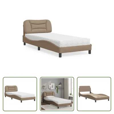 Immagine prodotto di The Living Store Letto con materasso cappuccino-marrone 90x190 cm in ecopelle