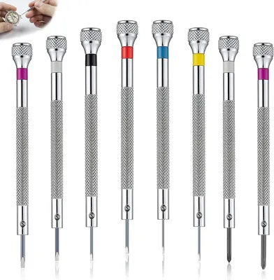 Produktbild von 8-teiliges Präzisions-Schraubendreher-Set 0,6-1,6 mm, Uhrenschraubendreher für die Reparatur, Uhrenschraubendreher, Brillenschraubendreher, Uhrmacher-Reparaturwerkzeuge, Mini-Schraubendreher für Uhrengläser