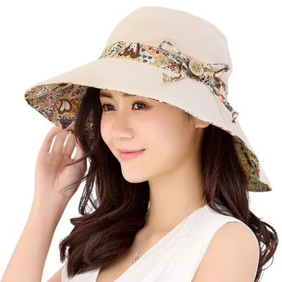 Immagine prodotto di Cappello da spiaggia da donna, modello Sonnenhut, estivo, reversibile, con protezione UPF 50+, pieghevole, con tesa larga, taglia unica, color beige