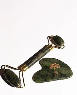 Produktbild von Gua-Sha- und Jade-Roller-Set für Gesichtsmassage und Hautpflege mit natürlichem Jadestein – Anti-Aging, Lymphdrainage und Entspannung – Naturkosmetik-Qualität
