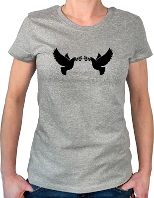Produktbild von Huuraa Damen T-Shirt Friedenstauben M Sport Grey Bio Baumwolle Fairtrade Damenshirt Geschenkidee