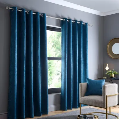 Image de Rideaux bleu clair, 166 x 137 cm (168 x 137 cm) - Rideaux bleu turquoise avec œillets - Rideaux bleus pour chambre à coucher, salon ou porte