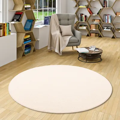 Produktbild von Natur Teppich Wolle Berber Wollweiss Rund, Größe:300 cm Rund