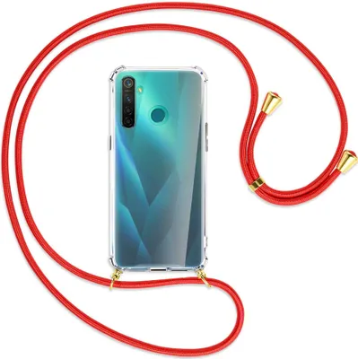 Produktbild von Handykette Backcover-Schutzhülle mit Band (Metall goldfarben) für Realme 5 Pro - rot