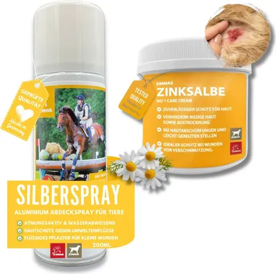Produktbild von Erste Hilfe Set I Silberspray + Zinksalbe Pferd Hunde Tier I Set 2 teilig 200ml + 250m