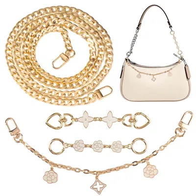 Taschenkette Gold 120 cm + 3 kürzere Ketten, Metall