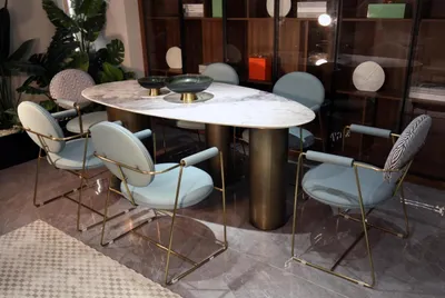 Produktbild von Ovaler Tisch Esszimmer Tische Esstische 180x85 Esstische Marmor Optik