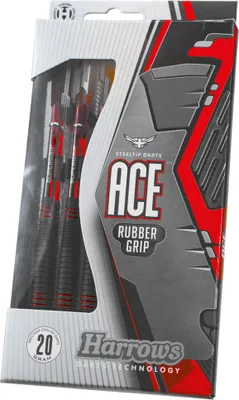 Produktbild von Harrows Steeldartpfeile Ace Gummigriff Messing 26g schwarz rot