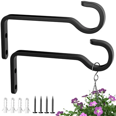 2er-Set Wandhaken 14,5 cm für Hängepflanzen, Eisen, schwarz