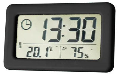 Produktbild von Digitaler Wecker mit Thermometer und Hygrometer, LED-Anzeige für elektronische Luftfeuchtigkeit im Innenbereich,black