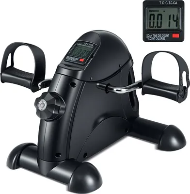 Zdjęcie produktu dla Rower treningowy COSTWAY dla seniorów, ćwiczenia ramion i nóg pod biurkiem, rower treningowy z regulowanym stojakiem i wyświetlaczem LCD, mini rower
