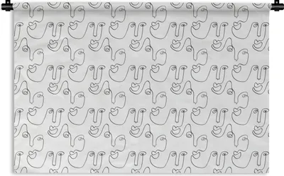 Produktbild von MuchoWow® Wandteppich Wandbehang Strichzeichnungen - Gesicht - Muster 120x80 cm Tapisserie Dekoration Wandtuch - Wanddekorationen - Wandtücher