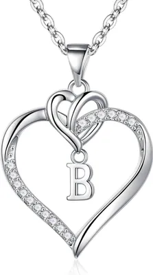 Image de TINGN Collier Coeur Or 14K/Zirconia Lettres Chaîne Saint-Valentin Cadeaux