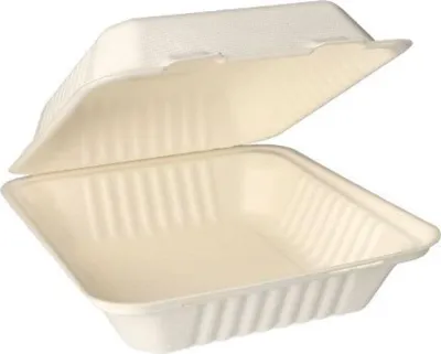 Produktbild von PAPSTAR Menüboxen Zuckerrohr "pure", ungeteilt, weiß, 7,7x20x22 cm | Schrumpffolie (25 Stück)