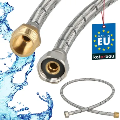 Obrázok produktu pre KOTARBAU® Flexibilná hadica 1/2 palca Vodná hadica 100 cm Odolná hadica Vonkajší závit x vnútorný závit Pripojovacia hadica k armatúre Hadica k vodovodnému kohútiku