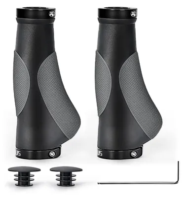 Immagine prodotto di Manopole ergonomiche per bicicletta, 22 mm, sistema di bloccaggio, alluminio, 130+130 mm, compatibili con mountain bike, e-bike, BMX e biciclette pieghevoli