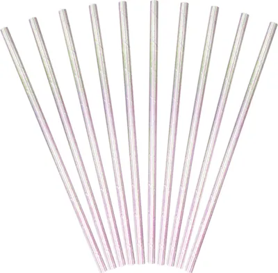 Produktbild von 10 Papier Strohhalme, irisierend, 19,5cm
