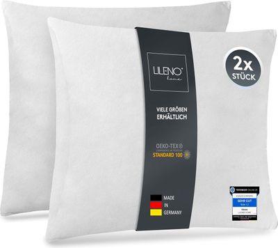 LILENO HOME 2er Set Kissenfüllung 45x45 cm - 40°C waschbares Innenkissen geeignet für Allergiker - Polyester Kisseninlet als Couchkissen, Sofa Kissen, Cocktailkissen und Kopfkissen