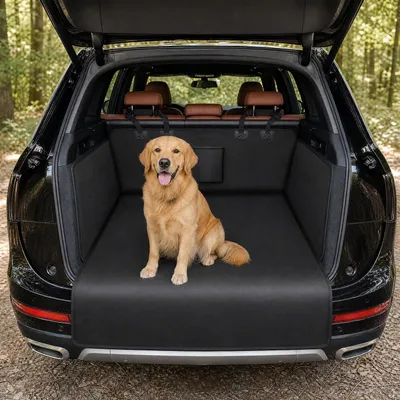 Produktbild von Kofferraumschutz für Hunde 165x104cm, wasserdicht und kratzfest | schwarze Universal Hundedecke für SUV, Kombi und Kleinwagen
