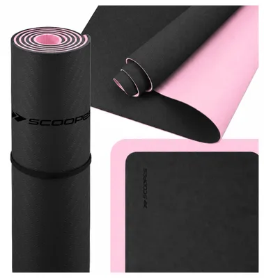 Produktbild von Gymnastikmatte Fitnessmatte Training 6 mm 183x61 cm rutschfest Yoga Pilates Stretching mit Tragegurt Pink/Schwarz