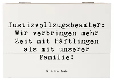 Produktbild von Mr. & Mrs. Panda Kiste Spruch Justizvollzugsbeamte Zeit 22 x 15 cm - Weiß - Geschenk, Mut, Vertrauensperson, Geschenkbox, schatztruhe, Beruf, Ordnung, Berufspassion, Box