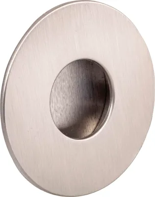 Image de Estamp poignée coquille Geometrec ø 70mm - Poignée coquille ronde - Poignée à encastrer avec cadre, zamac effet inox