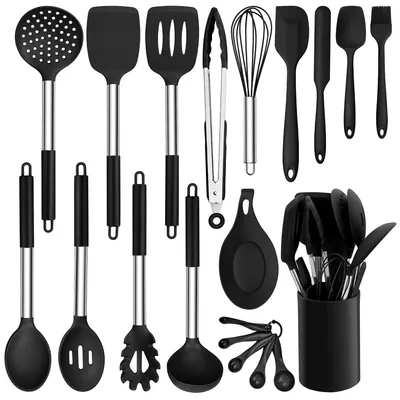 Immagine prodotto di Set di 20 utensili da cucina in silicone con manici in acciaio inossidabile