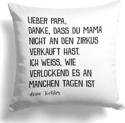 Produktbild von 22Feels Papa Geschenk von Tochter Vater Kissen Vatertag Geburtstag Herrentag Weihnachten Deko Männer Dekoration Spruch Geschenkidee Wohnzimmer Schlafzimmer Couch