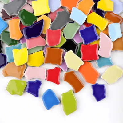 Produktbild von Unregelmäßige Keramik-Mosaikfliesen für DIY-Projekte – 500g Farbmischung