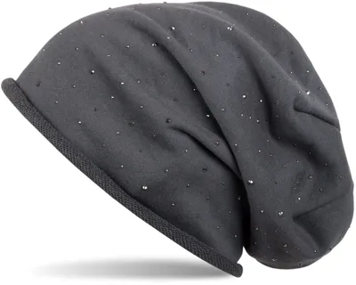 Produktbild von styleBREAKER Damen Beanie Mütze mit Strass-Nieten Applikation und Rollrand, warm 04024024
