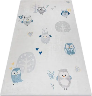 Produktbild von BAMBINO 1161 Waschteppich Eulen für Kinder Anti-Rutsch - grau Grau 160x220 cm