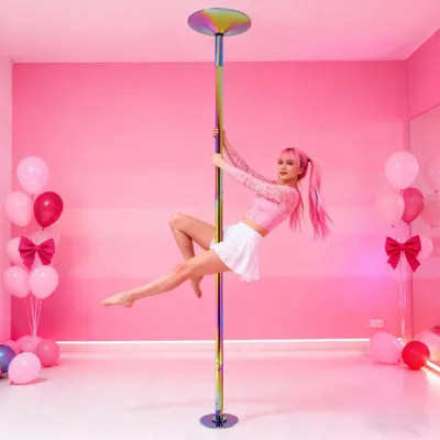 Image de Poteau de danse réglable pour studio à domicile, avec fonctions d'entraînement rotatives et fixes