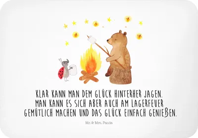 Produktbild von Mr. & Mrs. Panda Kühlschrankmagnet Bär & Marienkäfer Lagerfeuer - Weiß - Geschenk, spruchmagnet, Teddy, zettelhalter, whiteboardmagnet, haftmagnet, magnet