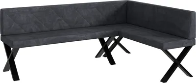 Produktbild von MEBLINI Eckbank für Esszimmer - Küchenbank - Essecke - Sitzecke Küche - ERIC - X-Beine 142x196x87cm Rechts - Dunkelgrau Samt