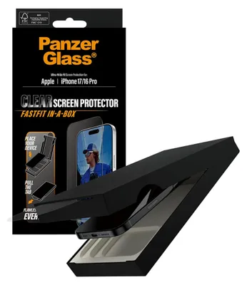 Imagen del producto de Protector de pantalla PanzerGlass iP 17 / 16 Pro UWF con marco , de fácil instalación